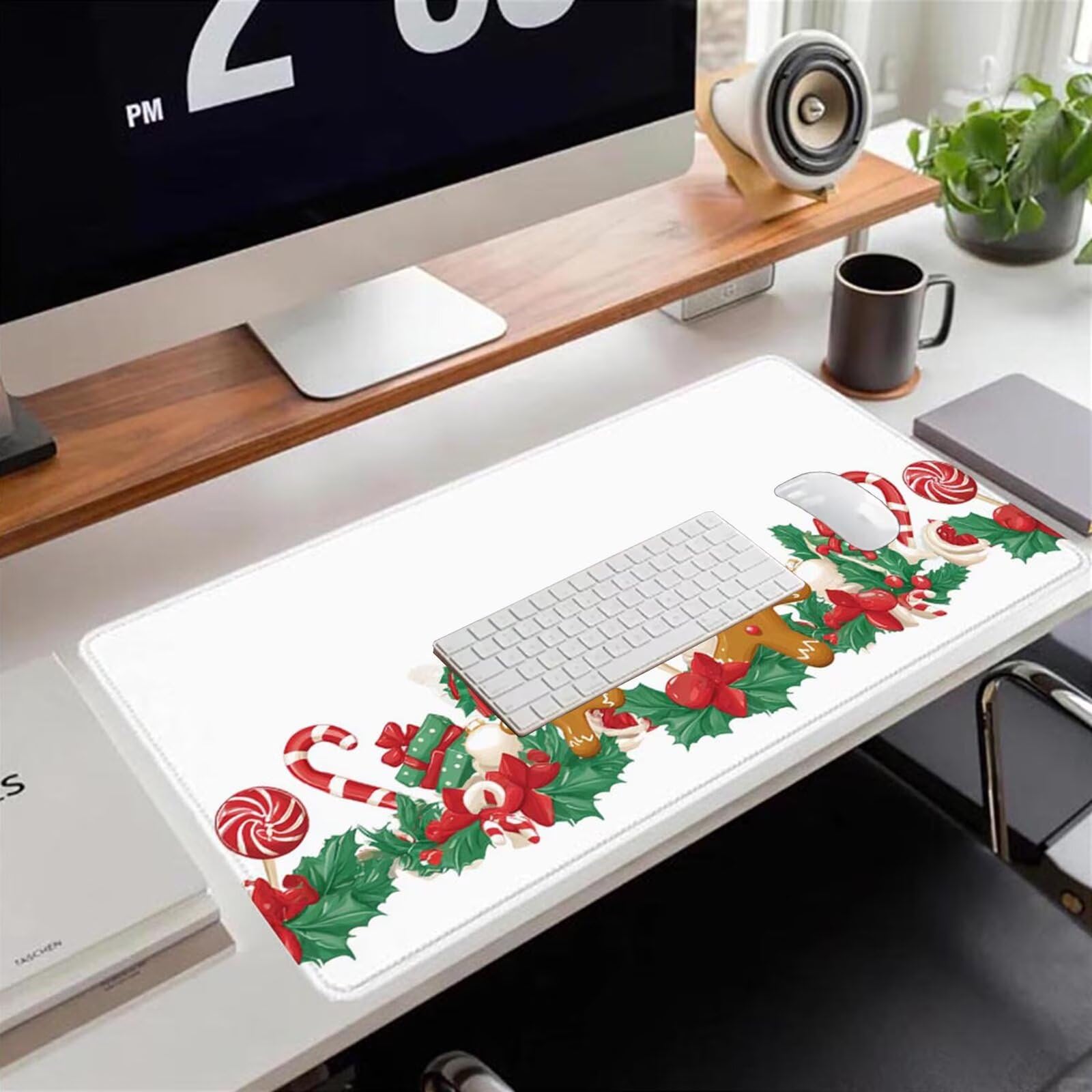Gamingowa podkładka pod mysz 1200 x 600 x 3 mm, XXL, wodoszczelna, odporna na ścieranie, z przyszytymi krawędziami, biała, podkładka na biurko, poprawia prędkość i precyzję, do laptopa, komputera