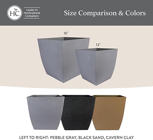 Miniatura 7 de The HC Companies Santa Fe - Maceta cuadrada de riego automático, maceta de plástico ligera para hierbas y más, macetas duraderas para plantas de