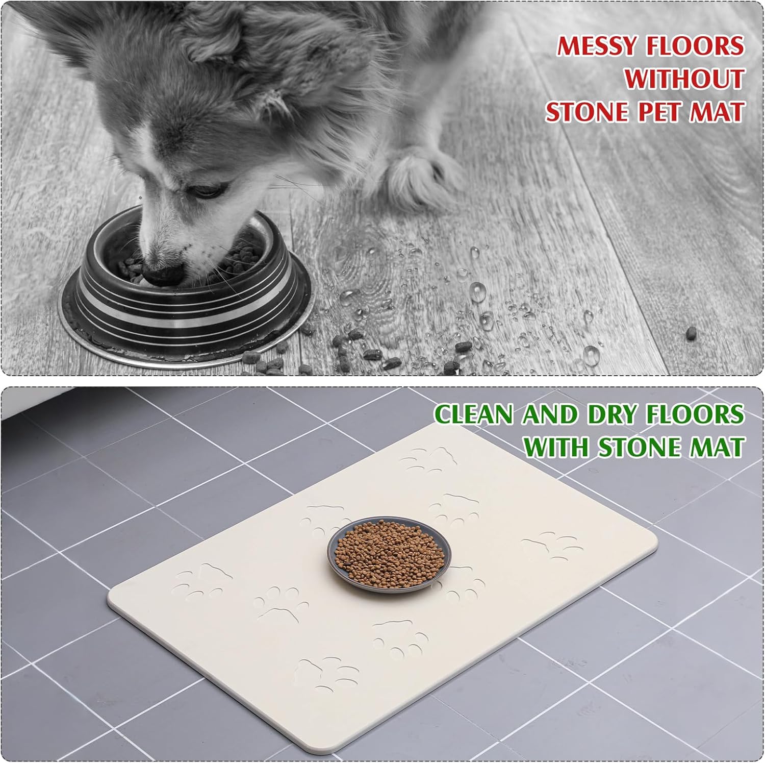 Valentine Dog Gift Stone Mat for Dog Bowl Diatomaceous Earth Absorbent Non Slip Cat Puppy Mat for Food and Water Quick Drying Easy to Clean Placemat for Bowl Dish(Beige,16 x 24 Inch) - Image 6