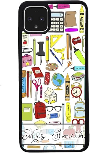 Miniatura 3 de Teacher School Supplies Collage Personalized Black Rubber Phone Case Compatible With Google Pixel 10, 10 Pro, 10 Pro XL, 9a, 9 Pro, Pixel 9, Pixel 9