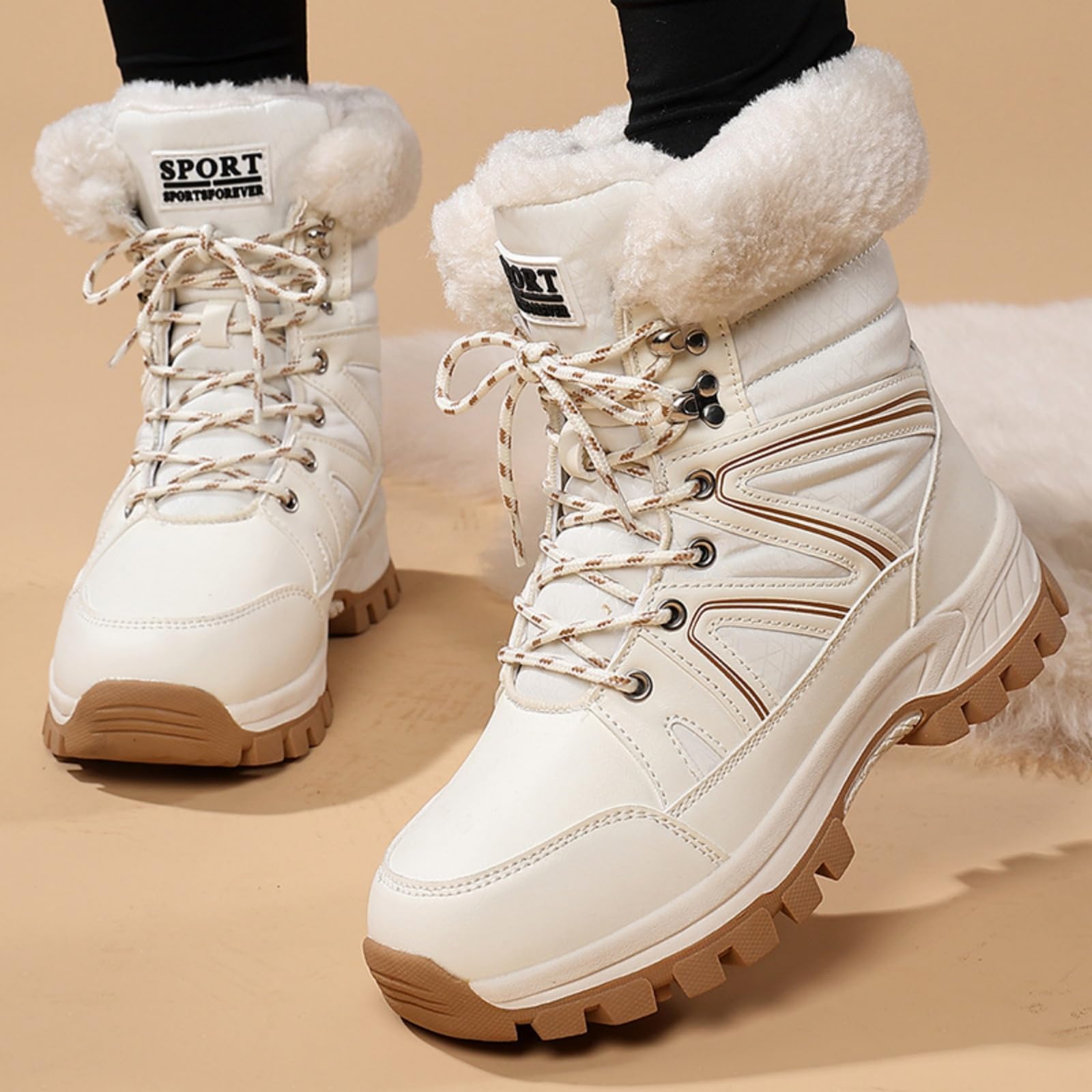 ENEN Bottes de Neige Imperméable Femme Homme 36-42, Bottes Femme Hiver Fourré Antidérapantes Semelle en Caoutchouc Chaude Confortable pour Extérieur, Randonnée