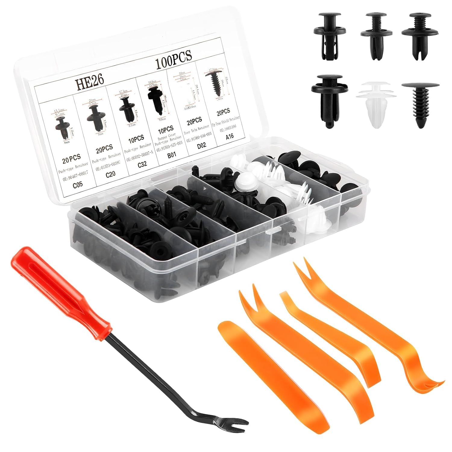 Kit Di 20 Clip E Rivetti In Nylon Per BMW Serie 3 G20 (2020-2024) – Fissaggio Paraurti, Pannelli Porta E Passaruota, Nylon Rinforzato