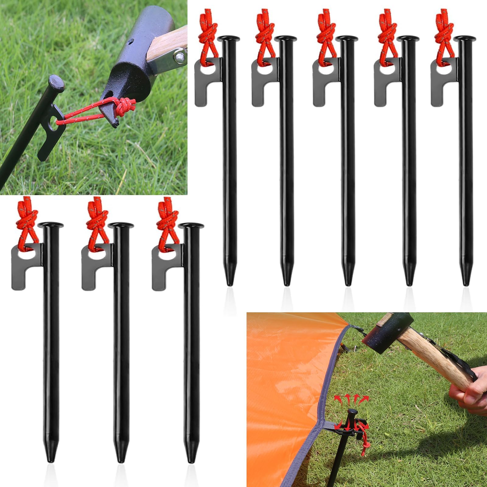 Piquets De Tente Robustes, Piquets de Tente en Acier 30cm