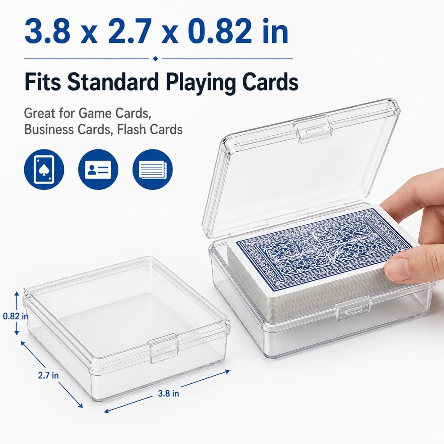 APACALI 24 Pack Card Deck Box, Clear Plastic Playing Card Case, 1.2mm Thick Snap-Tight Card Storage Box for Standard Playing Cards, Game Cards and Small Parts, 3.8 x 2.7 x 0.82 in image 3