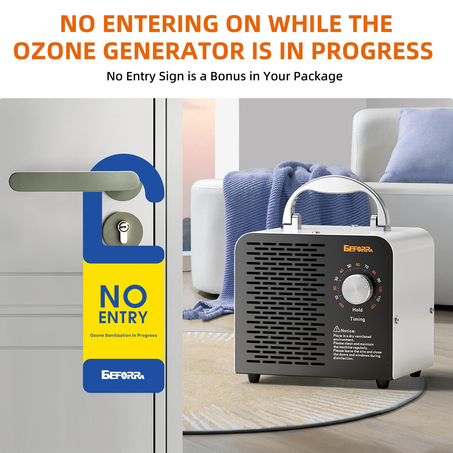 BEFORRM Generatore di Ozono Professionale 35.000 mg/h, Generatore Ozono con Timer 120 Min, Macchina Ozono Alta Capacità per 200㎡, Ozonizzatore per Ambienti, Casa, Auto, Fumo, Odori di Animali