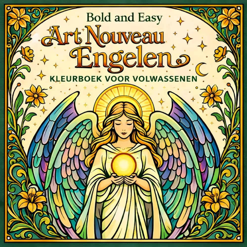 Bold and Easy Art Nouveau Engelen: Kleurboek voor Volwassenen met Hemelse en Bloemen Ontwerpen