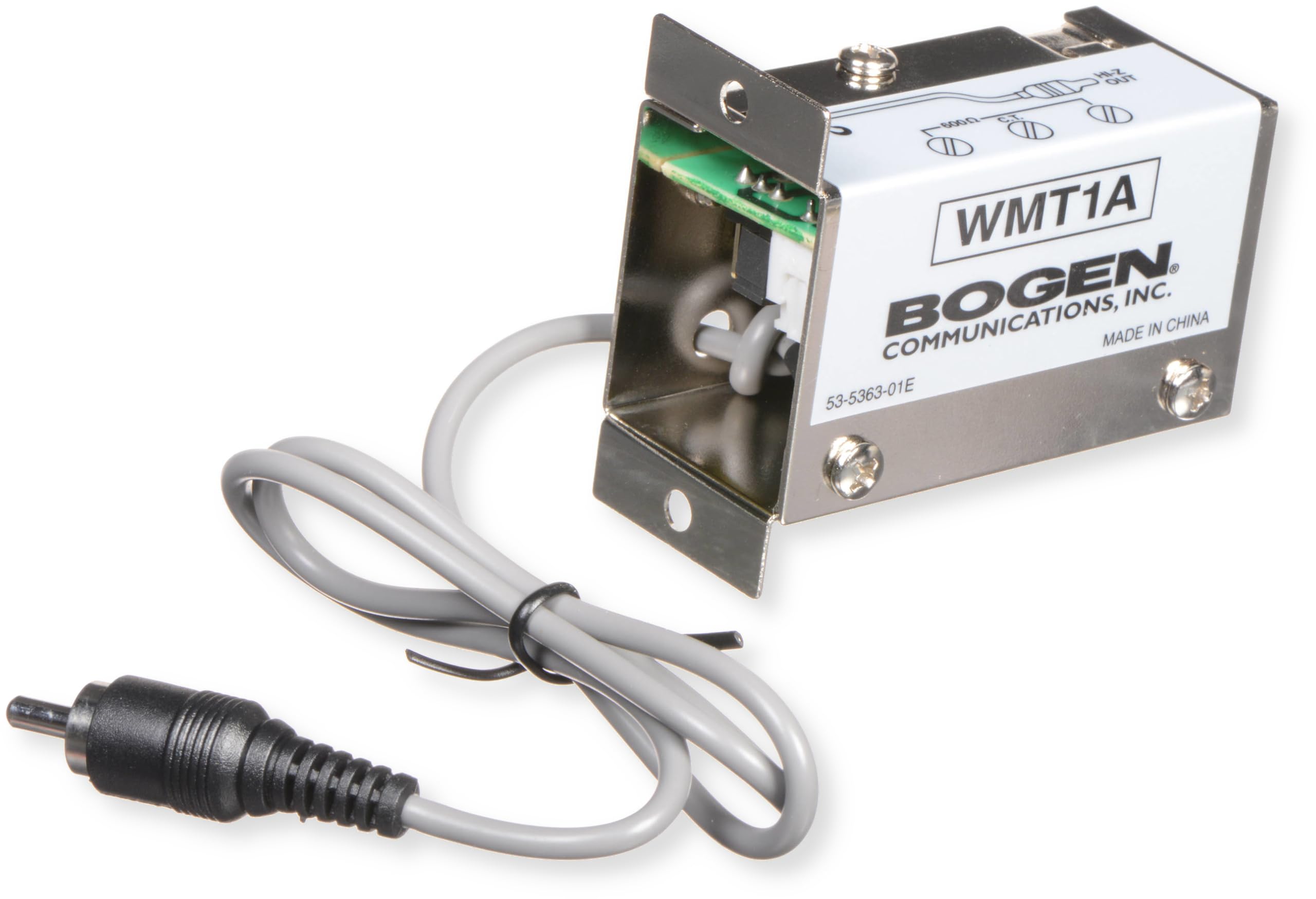 Bogen WMT1A Line Matching Transformer, 10 kOhm Hi-Z to 600 Ohm Balanced Impedance Adapter, RCA to 600Ω Screw Terminal, Audio Signal Isolation, Compact Steel Enclosure
