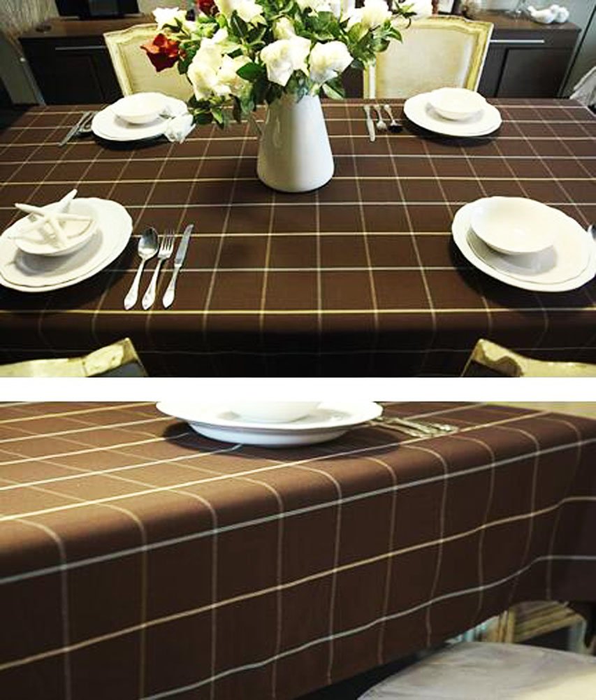 Tovaglia ， Tovaglie Copri Tavolo da Patio ， Tovaglia Resistente all'Acqua ， Tovaglia Vintage Biancheria da tavola in Stile Classico alla Moda Tovaglia a griglia in Cotone (130x180 cm)-caffè