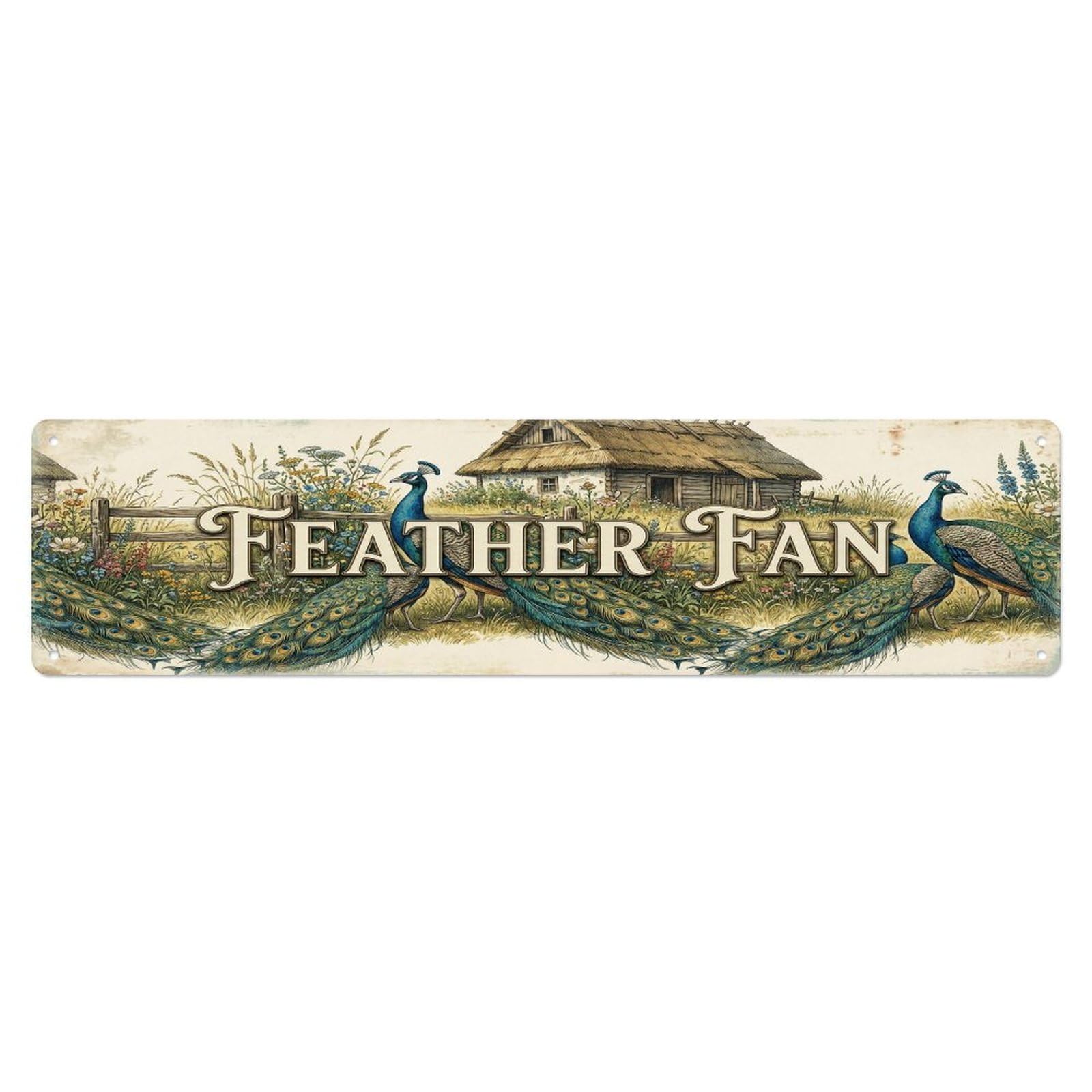 Vintage Hut Fan Bird Farmhouse Funny Bird Backyard Farm Metal Tin Sign Plaque Wall Decor for Cafe, Club, Garden Metal Poster 4x16Inch