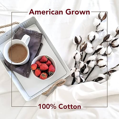 Miniatura 6 de Red Land Cotton Juego de sábanas de lujo 100% algodón cultivado en Estados Unidos Premium Hotel ultra ligero 4 piezas fabricado en Estados Unidos,