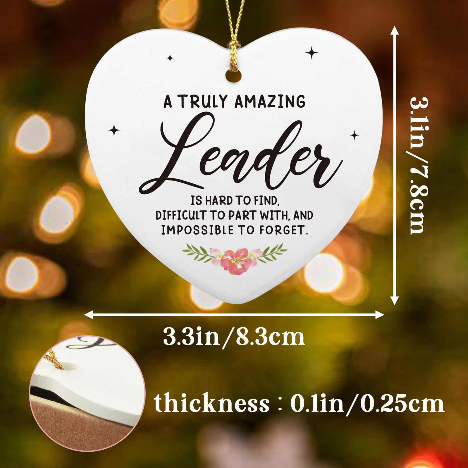 Boss Gifts for Women Men, A Truly Amazing Leader Christmas Ornaments Keepsake Sign Heart Plaque with Gift Box, Thank You Gifts Leader Gifts Best Boss Gifts for Women Men