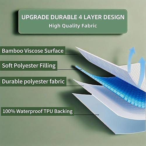 Miniatura 4 de JOSOP Protector de colchón 100% impermeable de tamaño matrimonial, suave y transpirable, duradero y lavable a máquina, sábana bajera elástica de 14