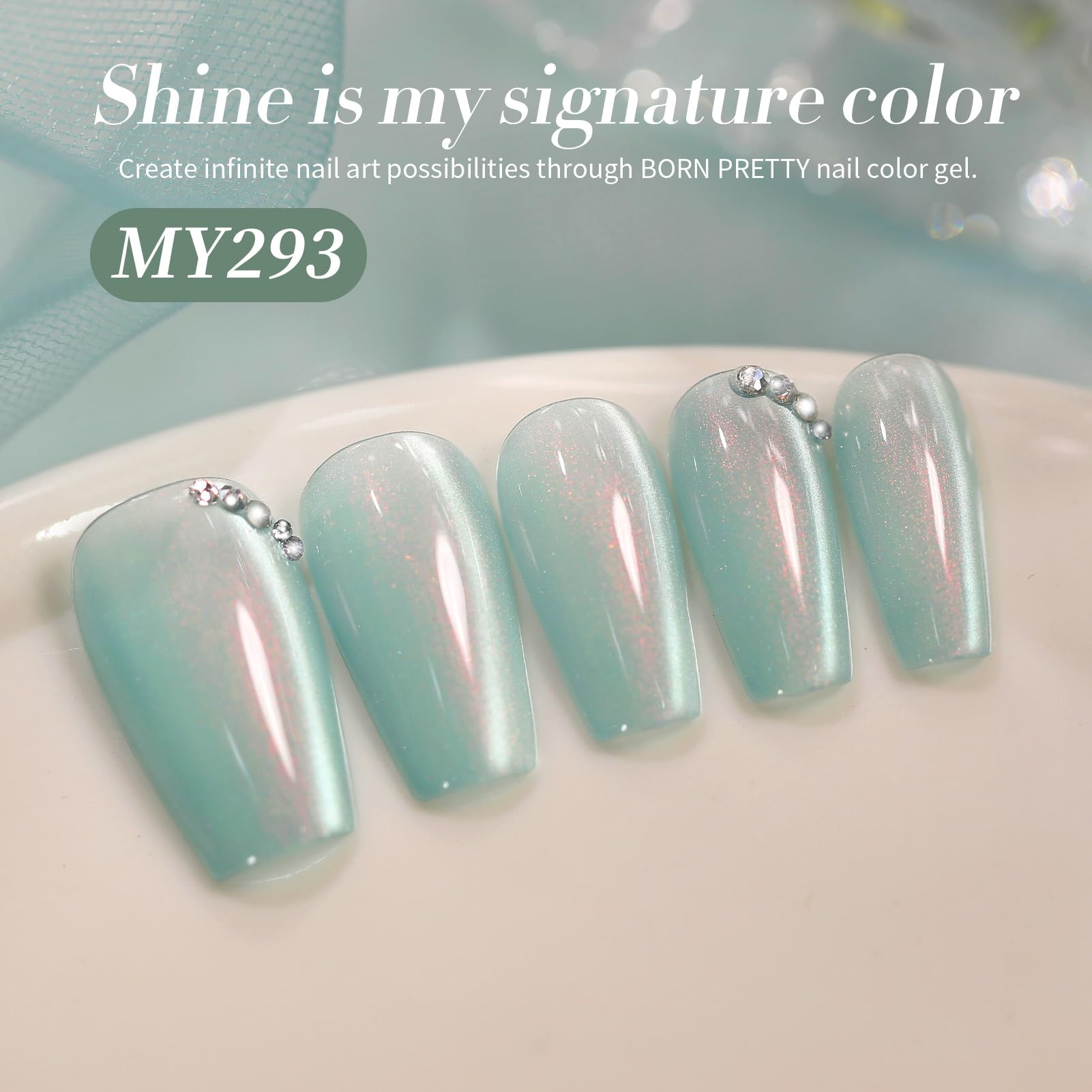 Amazon.com: Born Pretty Aurora Mint Green Crystal Cat Magnetic Eye