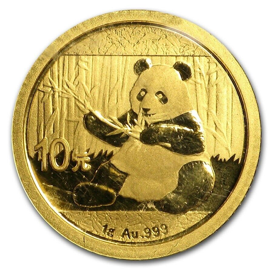 2017 10 Yuan Chinese Panda 1 Gram Pure Gold Coin (.999 Purity). Asia's Most Popular Bullion Coin, Made In China. 10 Yuan, Monetized By The China Government. Graded By Seller Circulated Condition