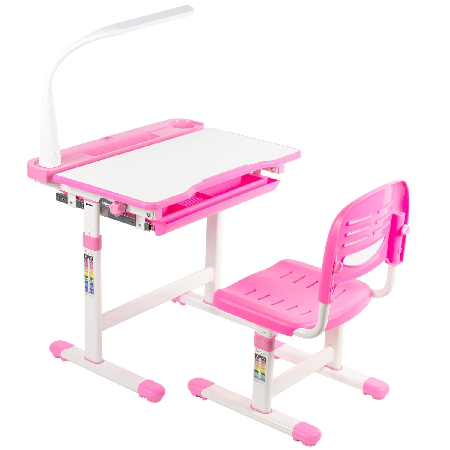 VIVO Pink Height Adjustable Children’s Desk and Chair, Kids Interactive