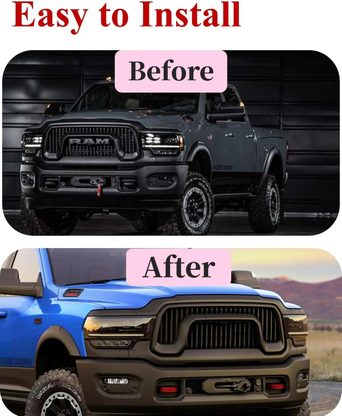 Front Tow Hooks Covers for RAM 2500/3500 2019-2026, Hitch Cover Customized Car Tow Hooks Compatible with RAM 2500/3500 Accessories 2019-2026 (White)