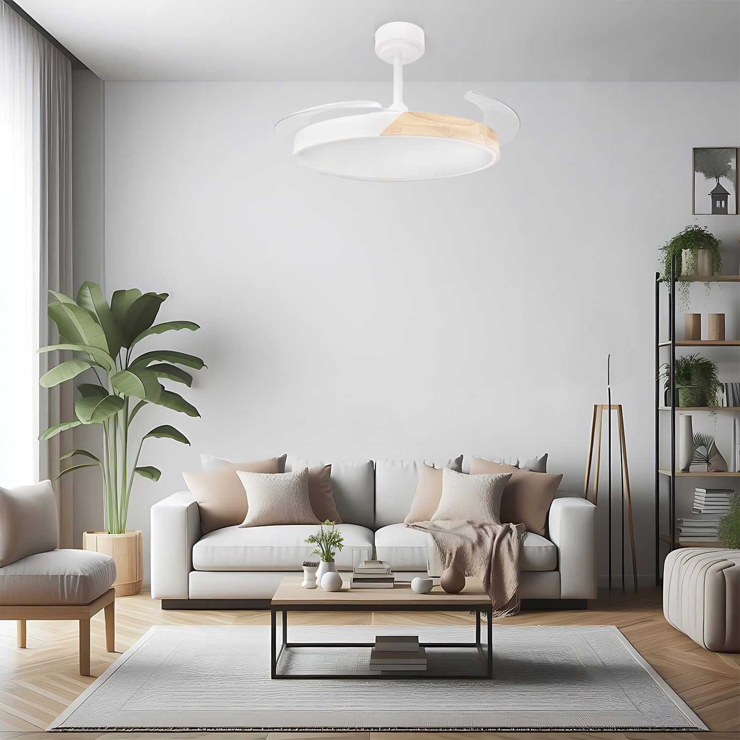 M mimotec - Ventilador de Techo Led Coal Nature ø108 Cm | 6 Velocidades | Luz regulable (CCT) | Temporizador | Modo verano - invierno| Temporizador. LM8829