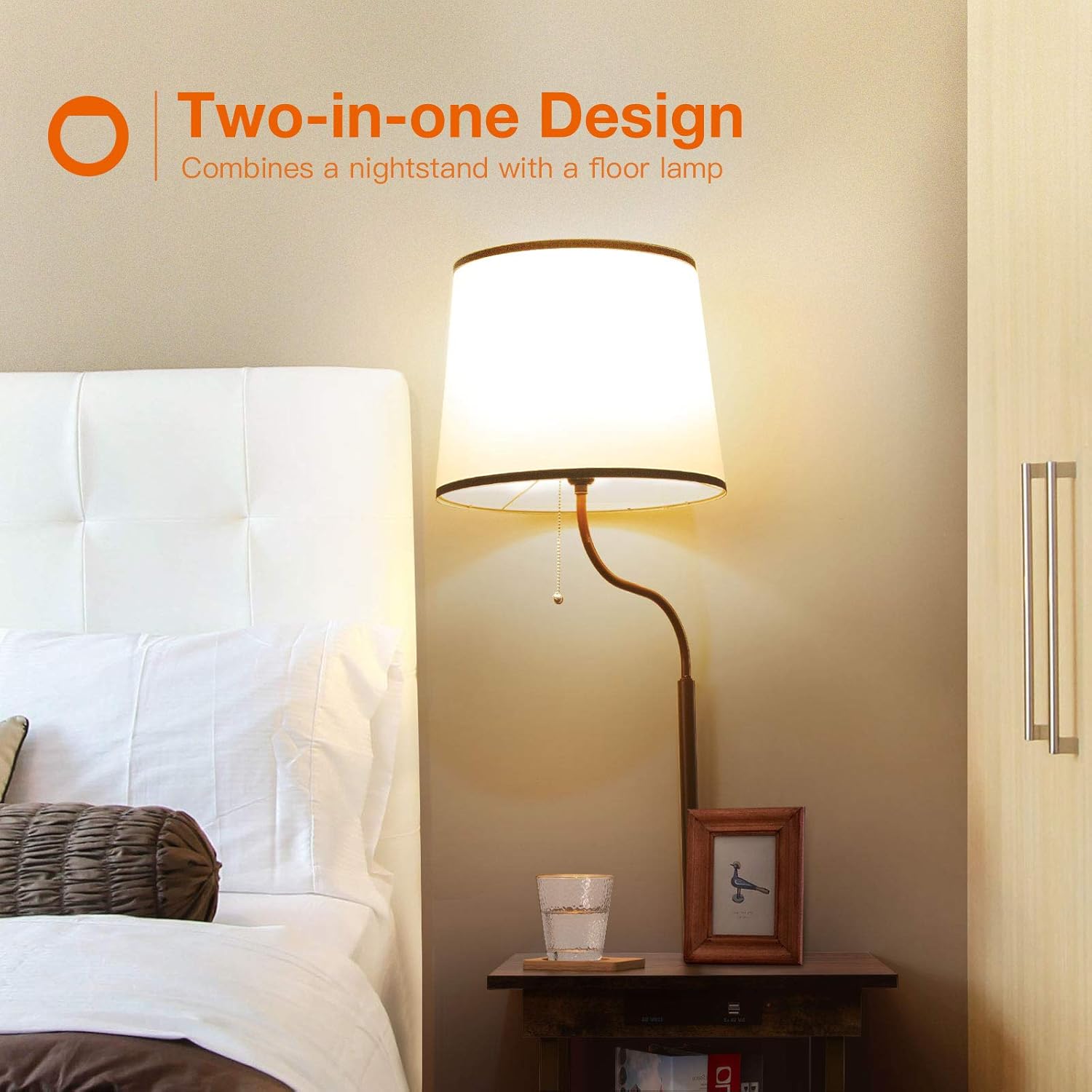 Bеѕt Cуbеr Dеаlѕ 🔥 addlon Floor Lamp with End Table and USB Charging Ports, Modern Style Bedside Nightstand and Side Table with Attached Lamp and Storage Shelves for Bedroom, Living Room - UL Listed, Vintage