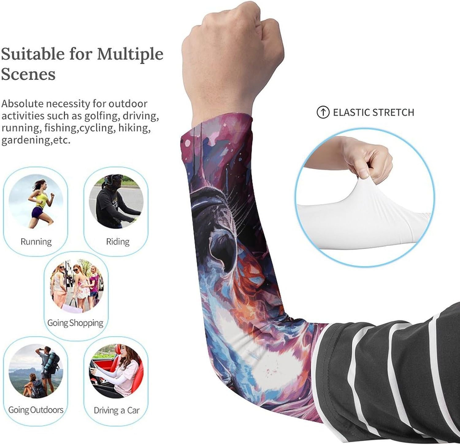 Dreamy Horse Arm Sleeves for Men Women Sun Protection Sleeves Cooling Compression Arm Covers for Sport
