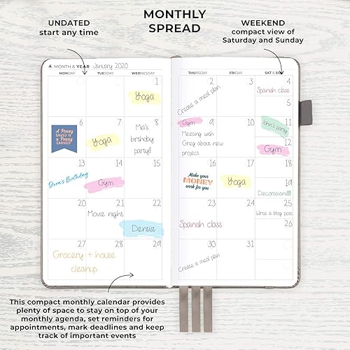 Miniatura 5 de Clever Fox - Agenda semanal de bolsillo - Agenda de metas mensuales y calendario para aumentar productividad, perfecta para bolso Tamaño 3.7" x 6.7