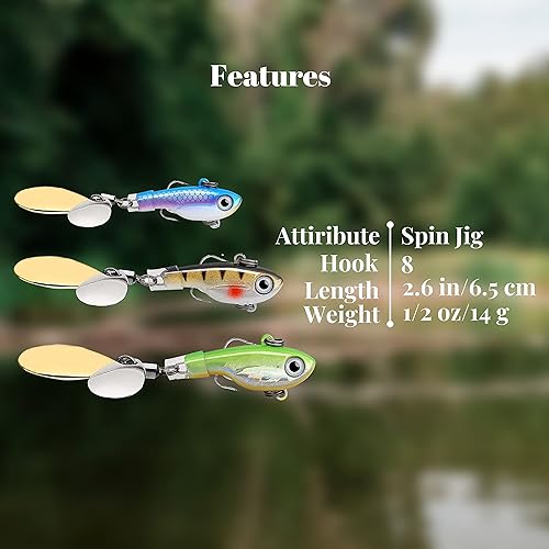 Miniatura 4 de Señuelos de pesca en hielo, cebos giratorios de pesca de cola de minnow con hoja de cobre, señuelos giratorios de pesca de cola de gallo, cebo de