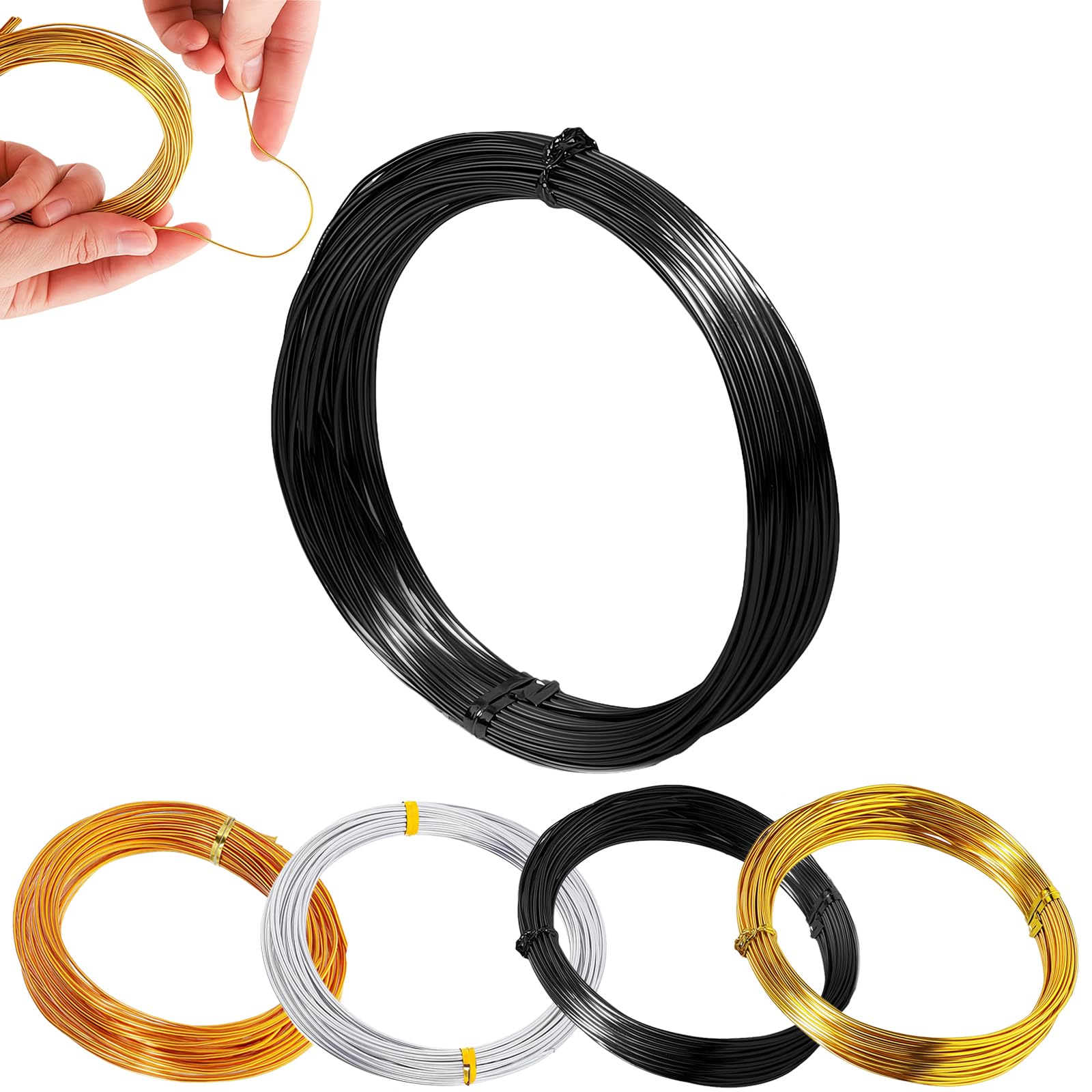 12 Gauge 2mm Aluminum Craft Wire Black,49Feet Bendable Sculpting Metal Wire,Metal Crafting Wire for Sculpting,Wreath Craft,Floral Making,Jewelry Making,Weaving and Wrapping Black Wires
