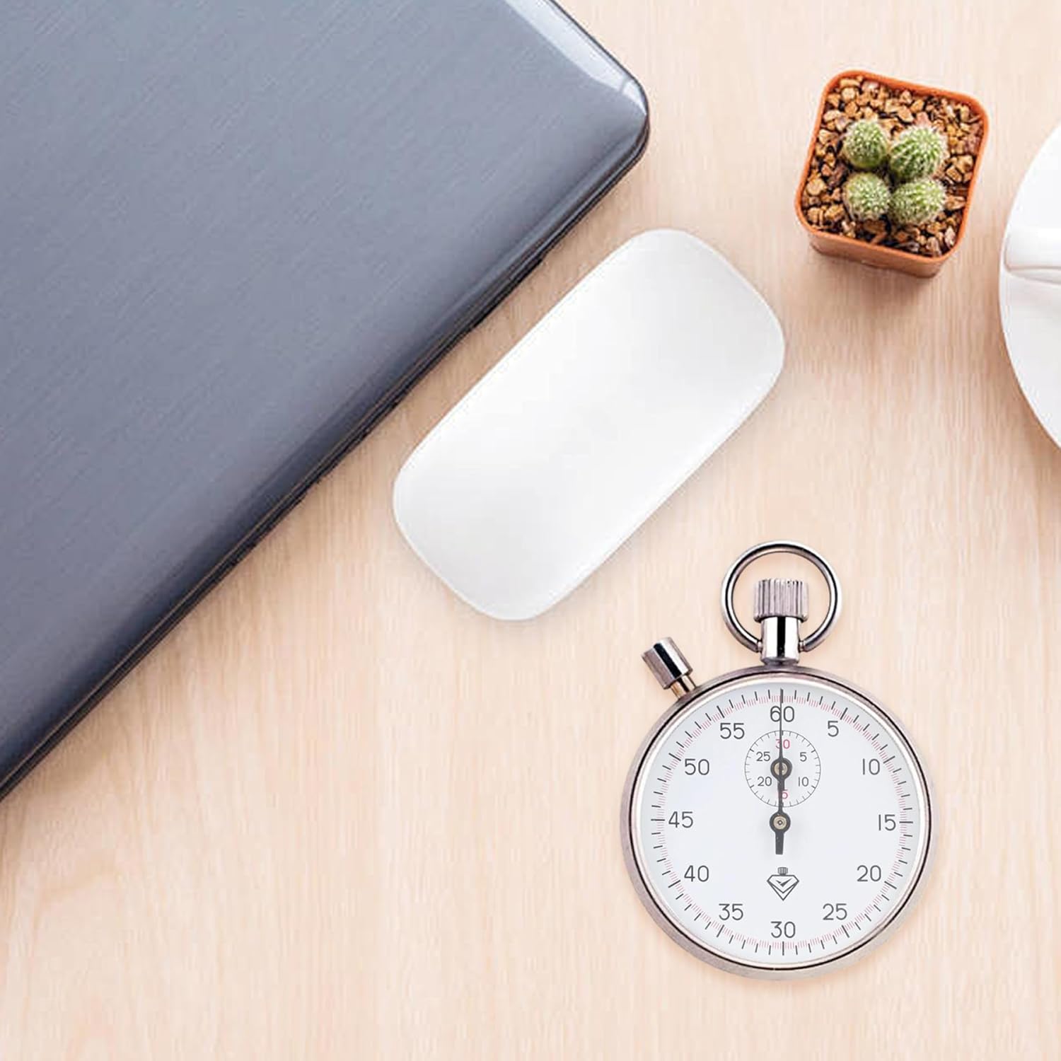 Stop Watch Analog, Stainless Steel Mechanical Handheld Timer with Pause Function, for Running Training Experiments