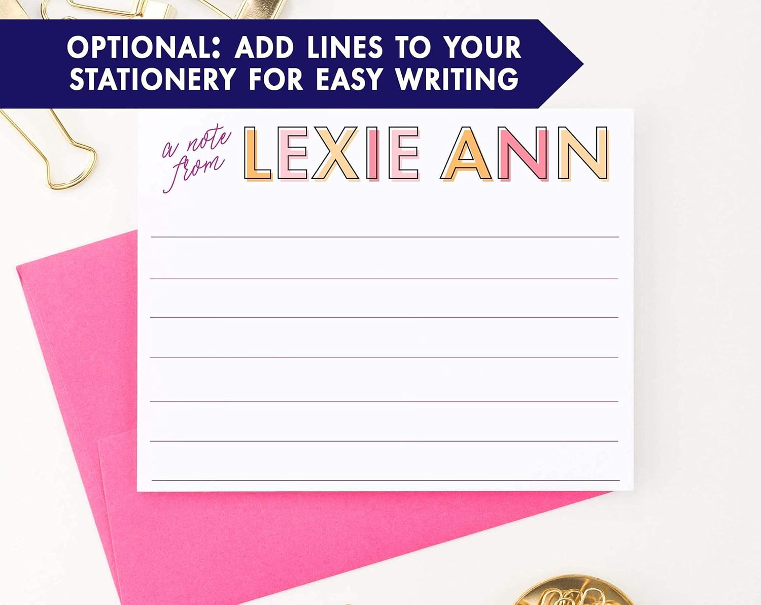 Personalized Thank You Stationery for Girls, Personalized Stationery for Girls Cute Stationery for Kids Thank You Notes, Girl Stationary with Envelopes, Your Choice of Quantity