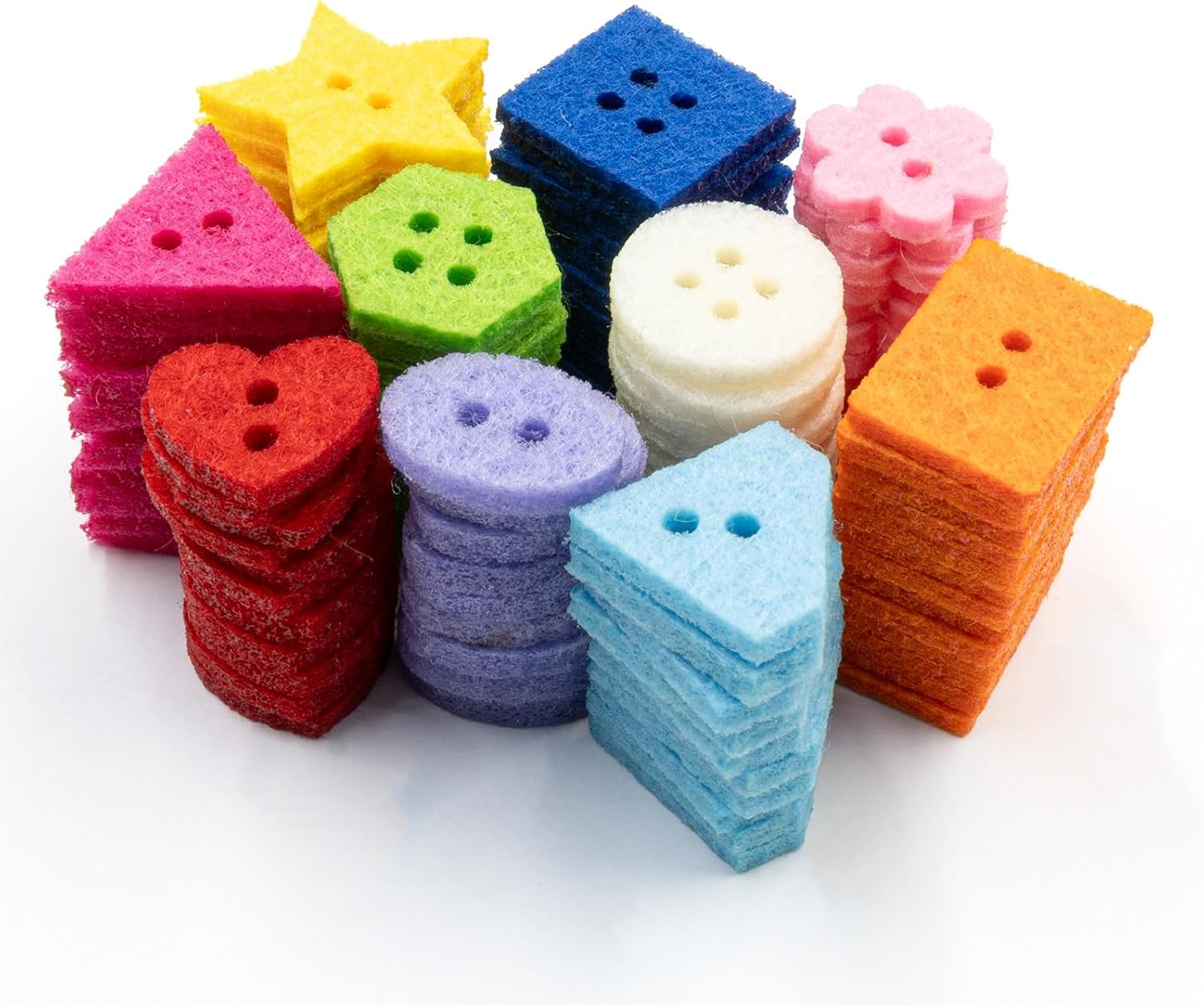 Summer-Ray 500pcs Felt Button Multi Design Mixed Color Value Pack