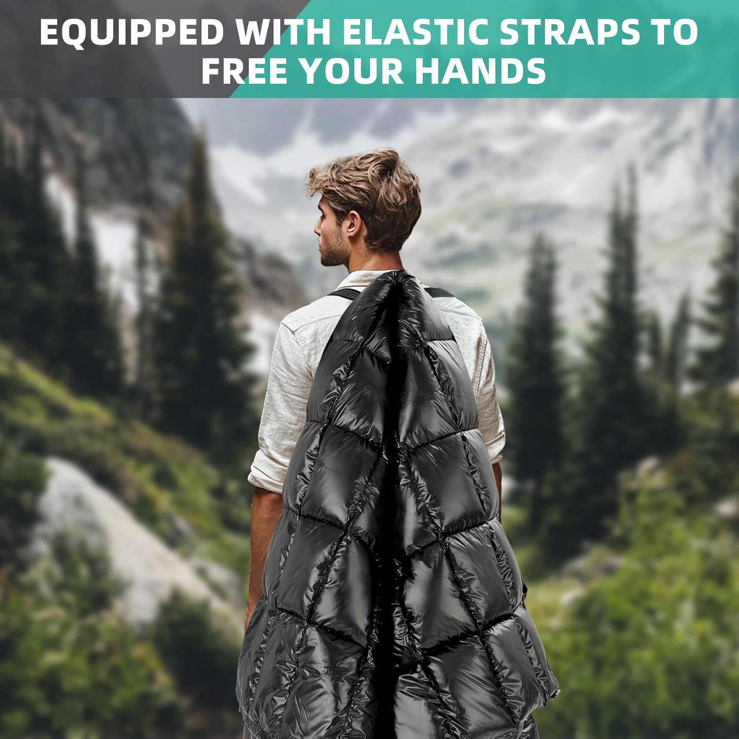 Down Camping Blanket - Packable Lightweight Outdoor Blanket, Warm Compact Backpacking Quilt for Cold Weather, Water-Resistant Puffer Blanket, Ideal for Travel, Hammock, Outdoor Adventures - Image 3