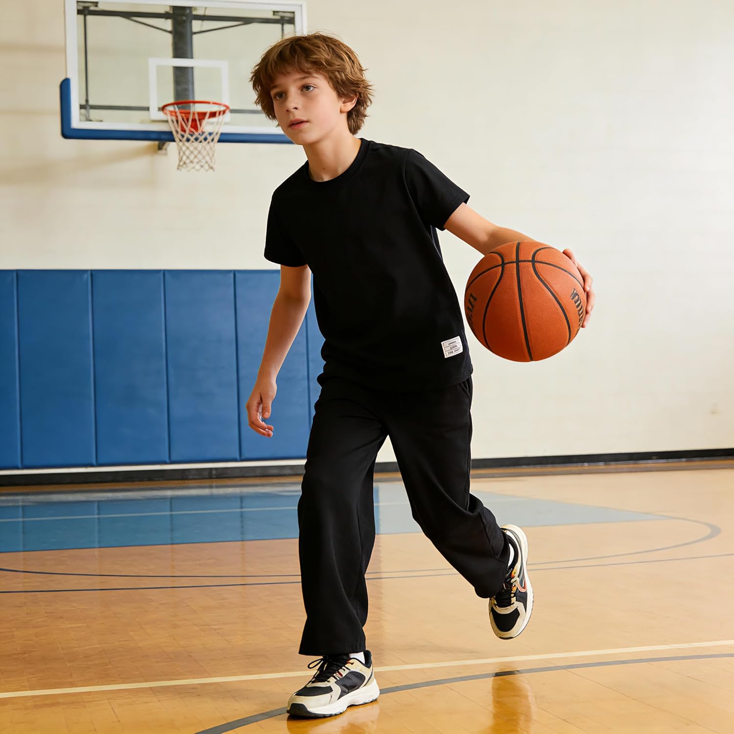 Kids Tween Boy Summer Casual Clothing Set Minimalist Solid Crewneck T-Shirt + Solid Straight-Leg Pants - Image 4