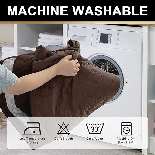 Miniatura 5 de PrinceDeco Funda de sofá para sofá de 3 cojines, resistente al agua, para sala de estar, funda acolchada para muebles, protector lavable de ancho de