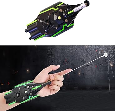 Spider Web Launcher  String Shooter with Suction Cup Magnets,Automatic Take-up,9.8ft Launching Range,USB RechargeableBlack
