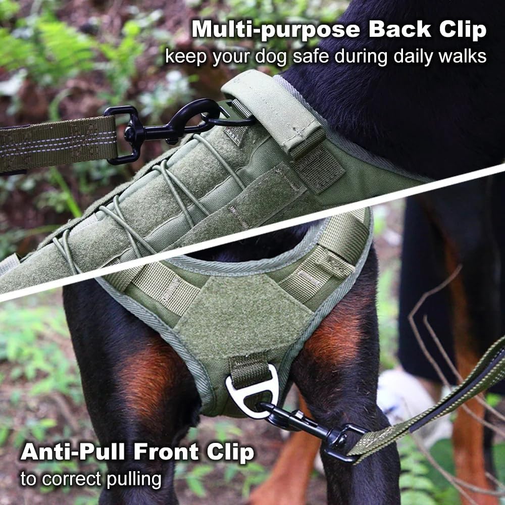 Tactical Dog Harness - Heavy Duty, Reflective, Adjustable No-Pull Harness for Training, Walking & Outdoor Use - Atlas PetLovers (Black, XL)