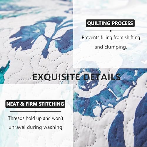 Miniatura 3 de Juego de funda de sofá de 3 piezas, juego de ropa de cama de día costero de playa tamaño individual, edredón de retazos azul y verde para todas las