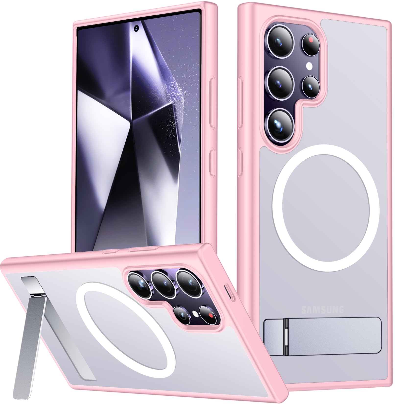 SPIDERCASE for Samsung Galaxy S24 Ultra Case,Built-in Stand,Pink