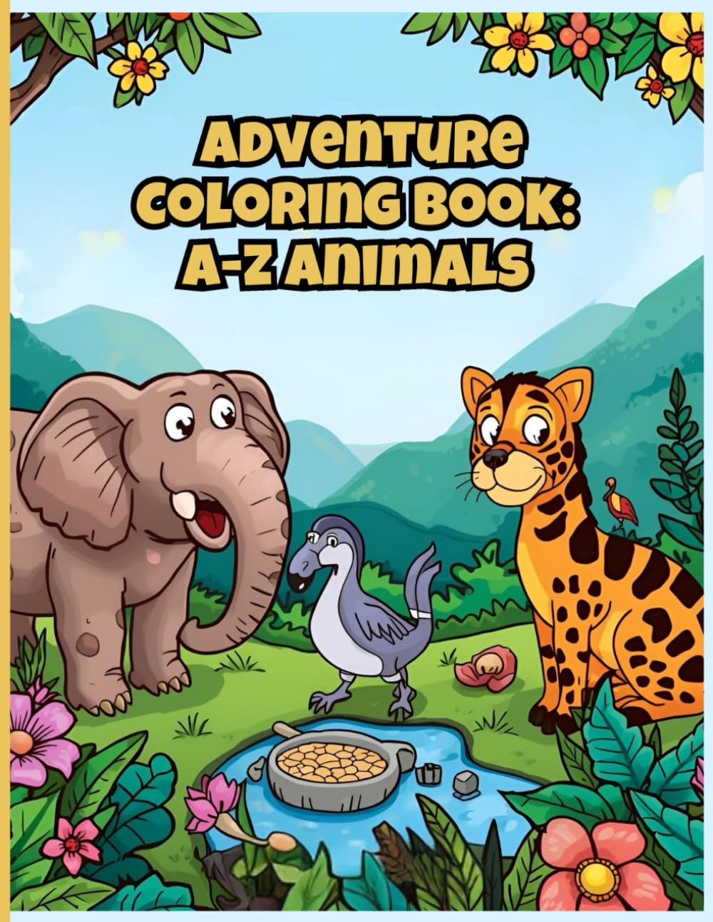 Adventure Coloring Book: A-Z Animals: Relaxing and Fun Illustrations for Kids and Adults