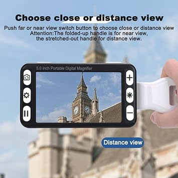 Digital magnifying glass Handheld Electronic Magnifier, 5 Inch Portable Digital Video Reader with LCD Screen, Low Vision Aid, 2X-48X Zoom, 26 Color Modes, AV HDMI Output