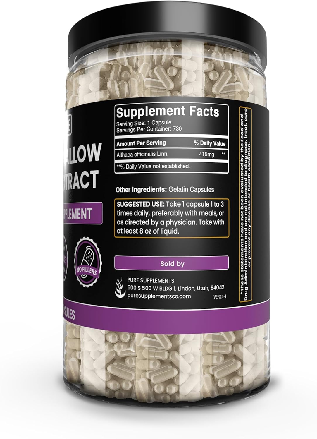 PURE ORIGINAL INGREDIENTS Marshmallow Root (730 Capsules) No Magnesium or Rice Fillers, Always Pure, Lab Verified - Image 2