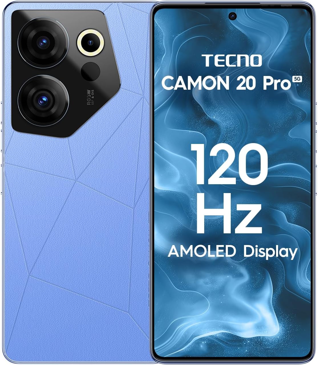 Tecno Camon 20s Pro 5G (Serenity Blue, 8GB RAM,128GB Storage) | MediaTek Dimensity 8020 Processor | 64MP RGBW(G+P) OIS Rear Camera|6.67 FHD+ Big AMOLED Screen
