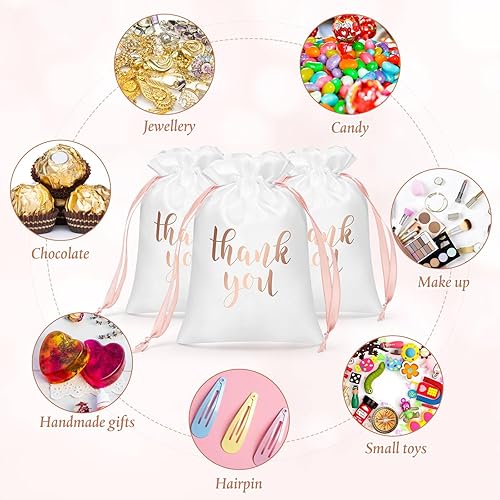 Miniatura 7 de Sieral 50 bolsas de regalo de satén con cordón para joyas, bolsas para dulces, para mujeres, Navidad, boda, baby shower, cumpleaños, vacaciones,