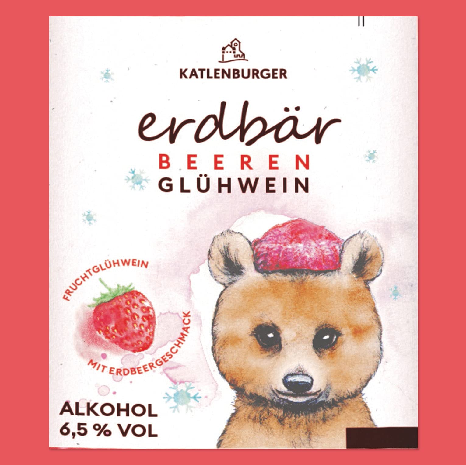 KATLENBURGER - Erdbär Beerenglühwein | Fruchtiger Glühwein aus Fruchtwein mit bestem Erdbeersaft. Jetzt die Sommerfrucht Erdbeere auch im Winter genießen! Inhalt: 6x 750ml und 6,5% vol.