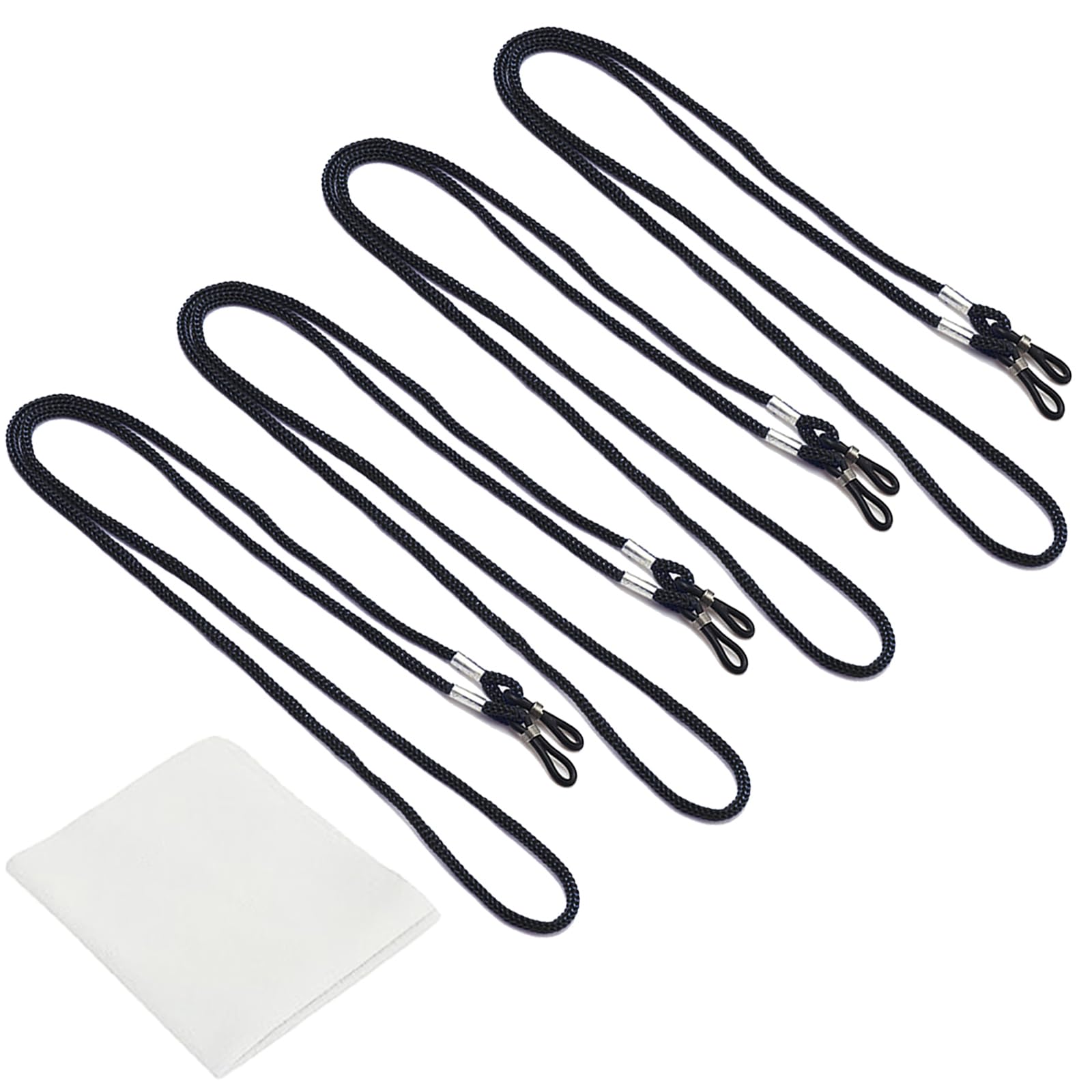 Vestoryyer 4 Pack | 3x Eyeglasses Cord & 1x Microfibre Cleaning Cloth,glasses chain for men,glasses string,Adjustable Eyeglass Cords Chain,Sunglass Straps, Eyeglasses Cord,Glasses Strap