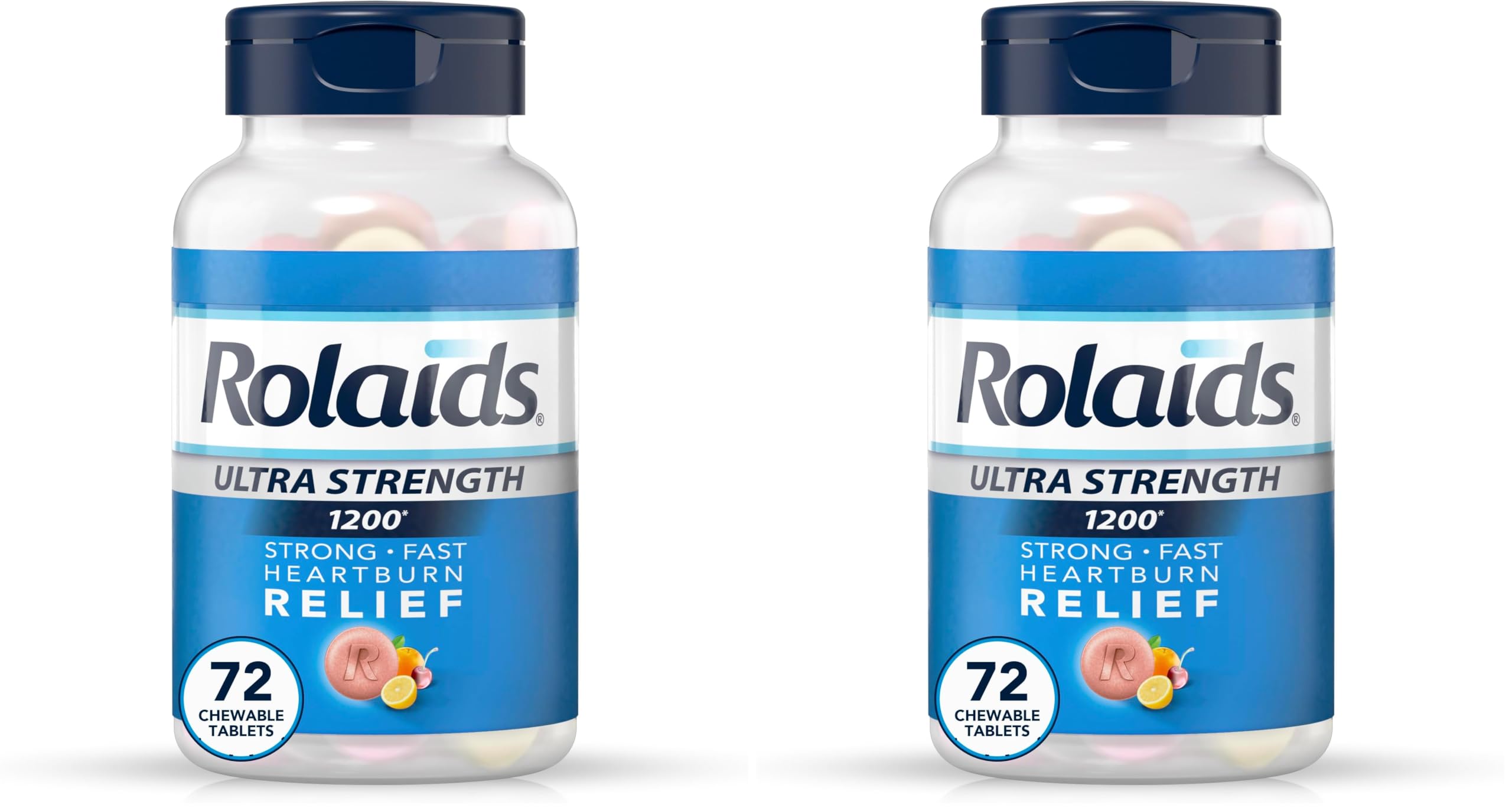 Rolaids Ultra Strength Antacid Chewable Tablets, Assorted Fruit, 72-Count (Pack of 2)