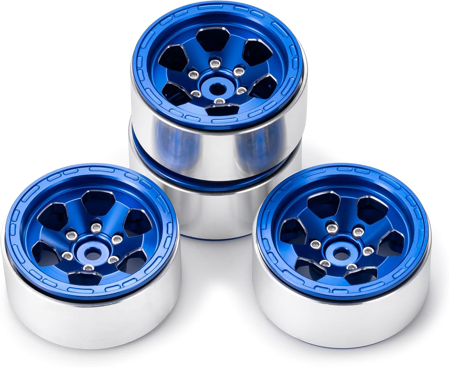 1.3inch beadlock Wheels RC Aluminium Rims for 1/18th TRX4M 1/24th Axial SCX24 RC Crawler Car Upgrade Parts (Blue)