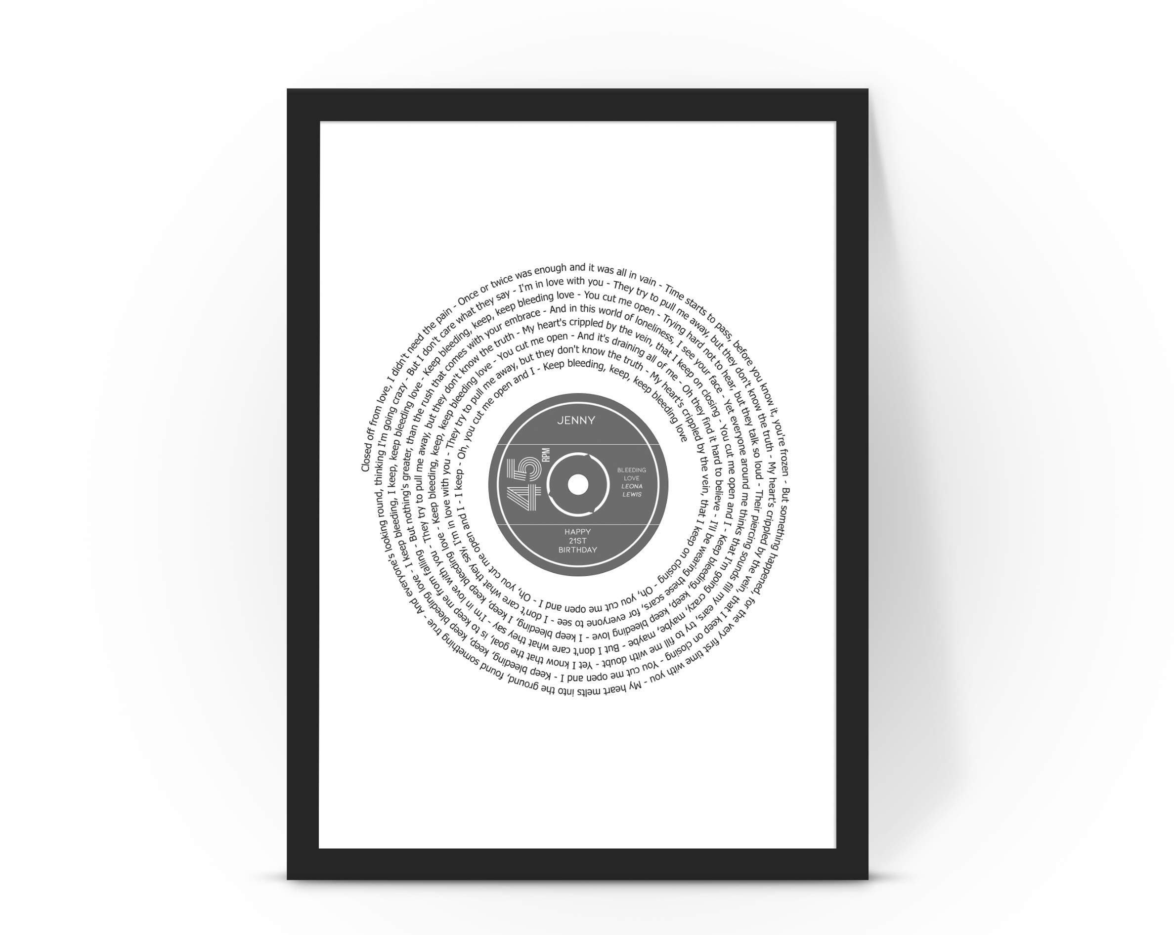 Forefrontdesigns White Personalised Vinyl Record Song Lyrics Print - Custom Song Lyric Print & Framed Wall Art - Perfect Personalised Music Gift Or Wedding Anniversary