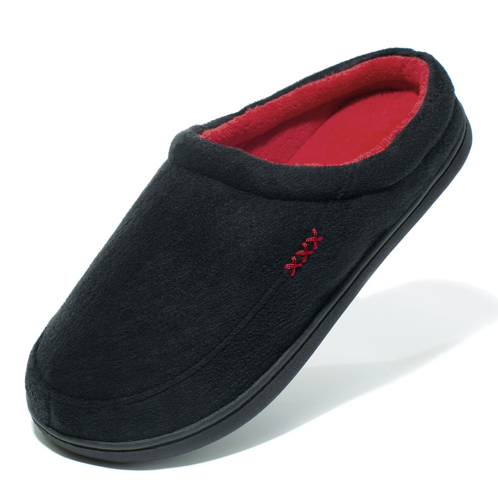 NewDenBer Men's Warm Memory Foam Suede Plush Fleece Lined Slip on Indoor Outdoor Clog House Slippers