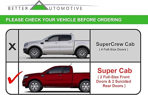 Miniatura 4 de Better Automotive - Pasos laterales para camionetas Ford Ranger Super Cab 2019-2021, barras laterales de acero inoxidable de 3.0 in (2 tablas de