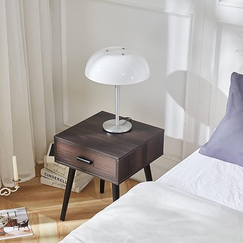Miniatura 2 de TianLang Mesita de noche con 1 cajón para dormitorio, mesa auxiliar de cama industrial, mesa auxiliar de espacio pequeño para sala de estar, patas