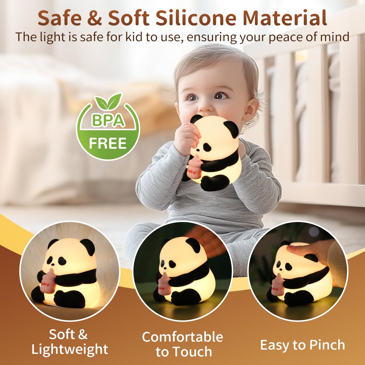Amazon.com: Pak Cute Panda Night Light, Dimmable Touch Control